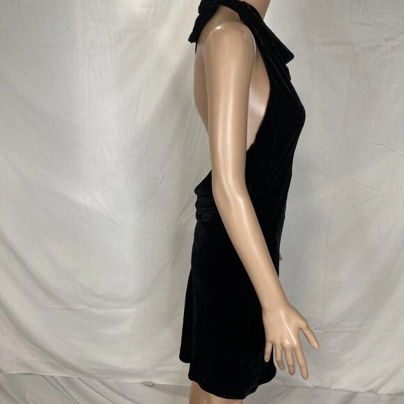 Reformation Women’s Velvet Halter Mini Dress Size S Black — Open Back, Soft - Picture 3 of 9